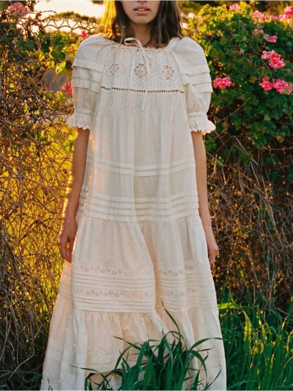 Christy Dawn Shaina Women’s Cream Boho Eyelet Maxi Dress